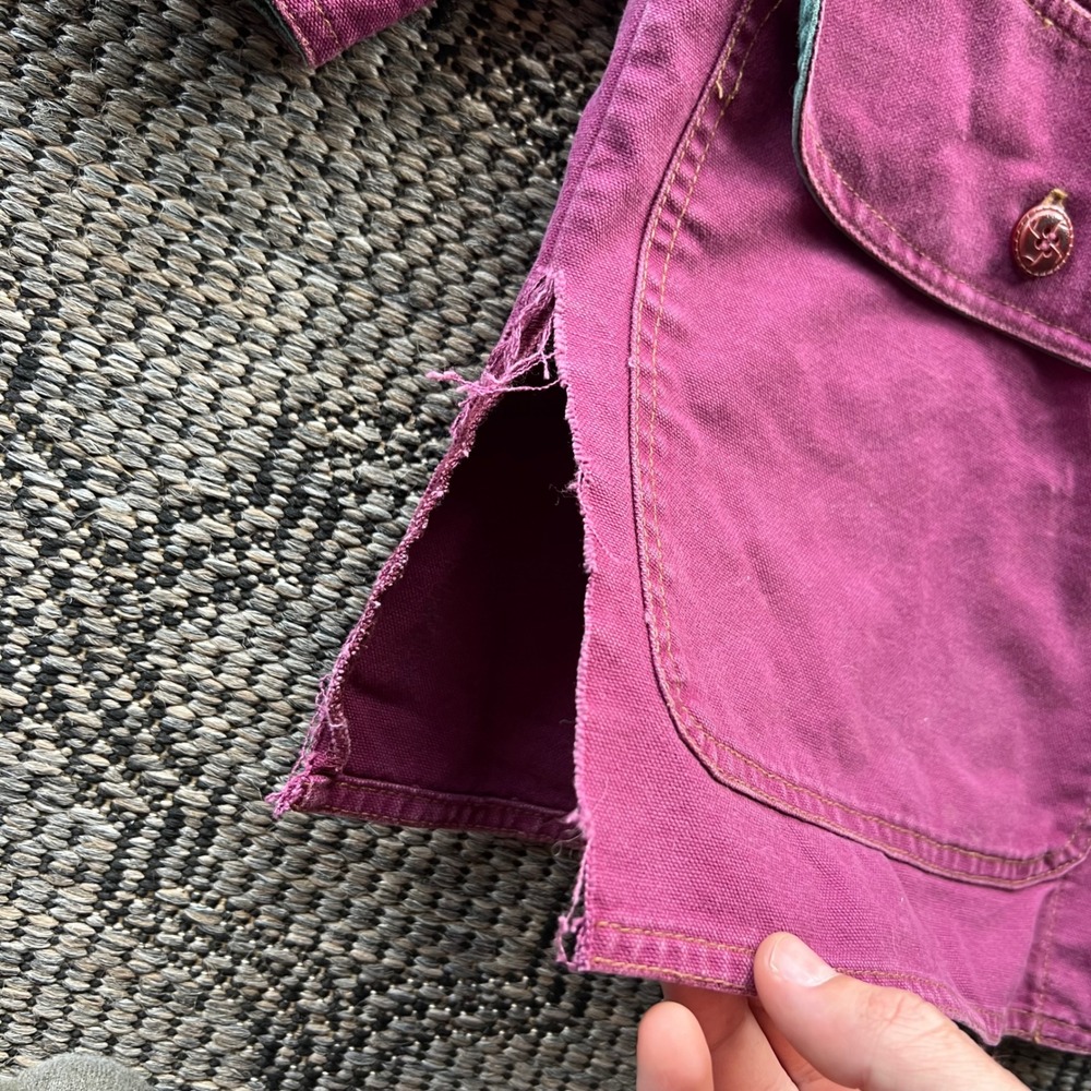Vintage Duck‎ Jacket Womens Small Purple Canvas Corduroy Wildlife Mallard Barn - Picture 6 of 9